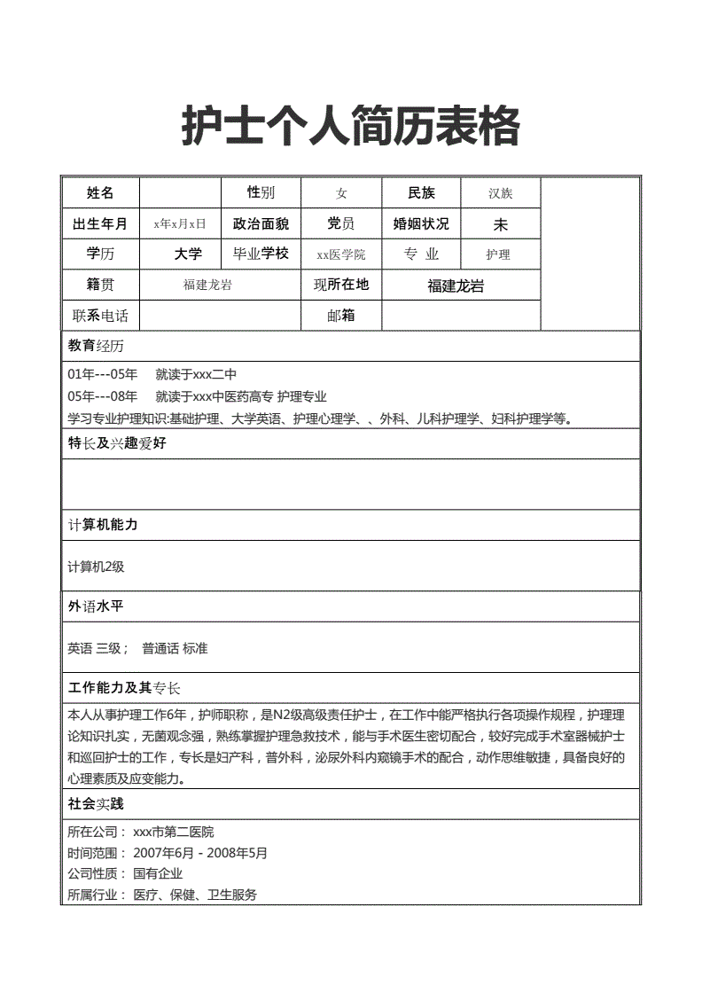 個(gè)人簡歷表(個(gè)人簡歷表格電子版下載)