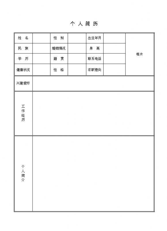 個人簡歷表格word(免費個人簡歷表格word)